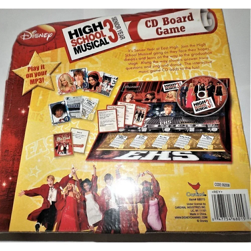 Disney High School Musical 3 Senior Year CD Board Game w/portfolio case music CD